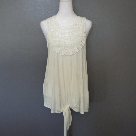 CY Fashtion Tops - CY Fashion Sleeveless Top/Tank Crochet with Tie Front Womens Size Large